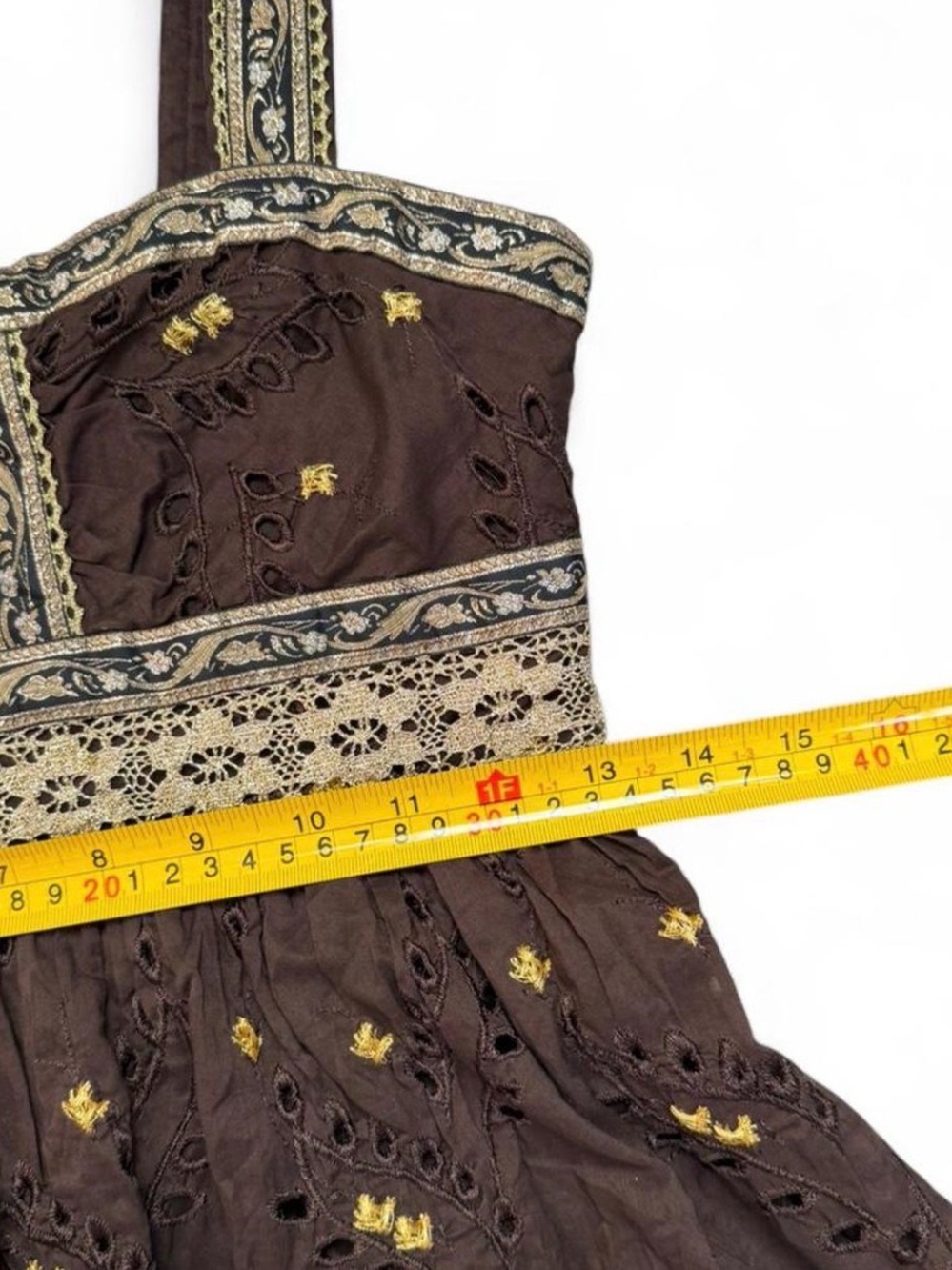 Moda International Brown Mini Dress with Gold Accents - Picture 7 of 7